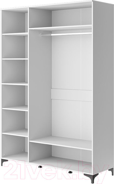 Изображение товара Шкаф Bravo Мебель Брента ШР-3 (белый снег/лак белый)