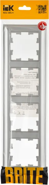 Изображение товара Рамка для выключателей и розеток IEK Brite BR-M42-12-K47 (алюминий)
