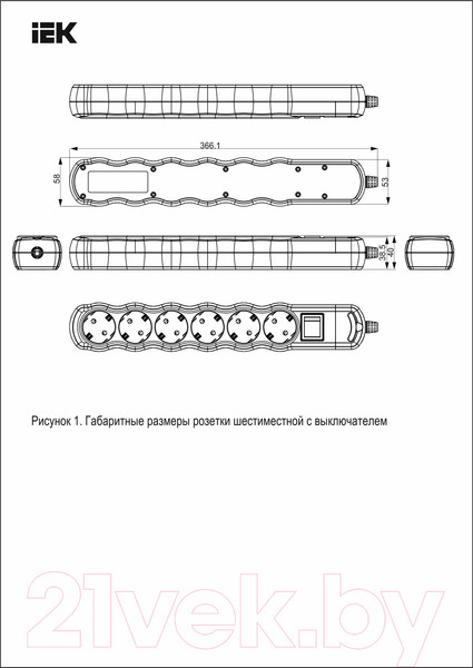 Изображение товара Колодка удлинителя IEK WYP10-D-KP-16-06-ZKS-K01