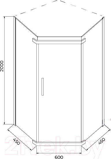 Изображение товара Душевой уголок IVA 90x90x200 / E1PC90Т (тонированное стекло)
