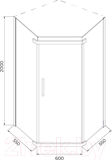 Изображение товара Душевой уголок IVA 100x100x200 / E1PC100Т (тонированное стекло)