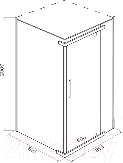 Изображение товара Душевой уголок IVA 90x90x200 / E1SC90Т (тонированное стекло)