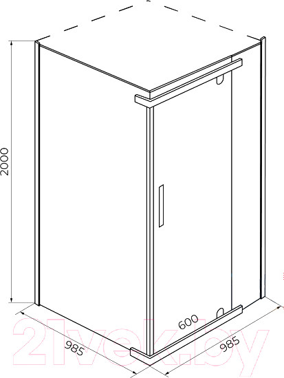 Изображение товара Душевой уголок IVA 100x100x200 / E1SC100Т (тонированное стекло)