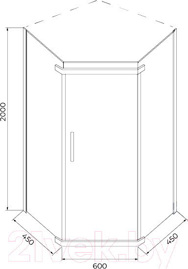 Изображение товара Душевой уголок IVA 90x90x200 / E2PS90C (прозрачное стекло)