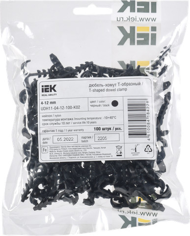 Изображение товара Дюбель-хомут IEK UDH11-04-12-100-K02 (100шт, черный)