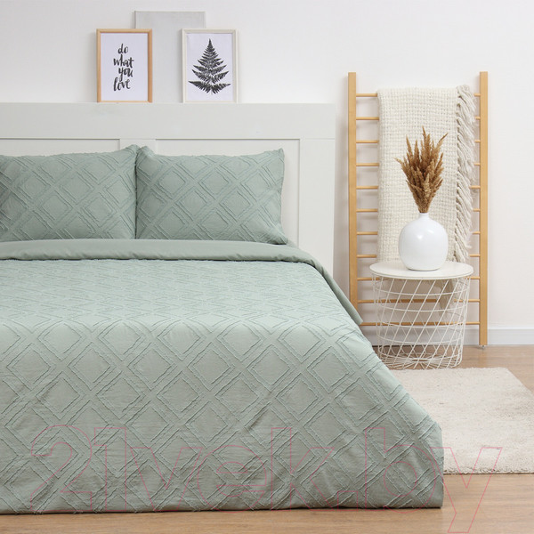 Изображение товара Комплект постельного белья Love Life Tufting. Ромб 1.5сп / 10323072 (зеленый)