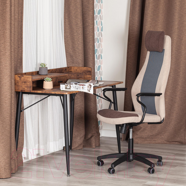 Изображение товара Кресло офисное Tetchair Aviator флок/ткань (коричневый/бежевый/серый)