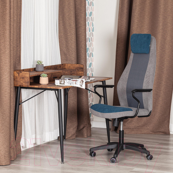 Изображение товара Кресло офисное Tetchair Aviator флок/ткань (синий/серый/серый)