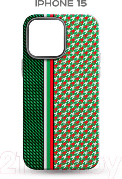 Изображение товара Чехол-накладка Luxo Престижные ромбы J249 для iPhone 15 (зеленый/салатовый)