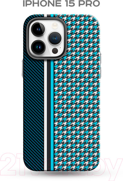Изображение товара Чехол-накладка Luxo Престижные ромбы J250 для iPhone 15 Pro (синий/голубой)