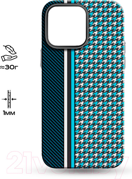 Изображение товара Чехол-накладка Luxo Престижные ромбы J250 для iPhone 15 Pro Max (синий/голубой)