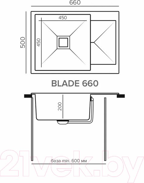 Изображение товара Мойка кухонная Tolero Blade-660 (уголь)