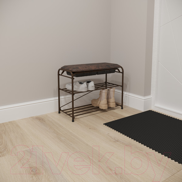 Изображение товара Полка для обуви ЗМИ Альфа 23 с сиденьем и ящиком / ПДОА23СЯ (коричневый)