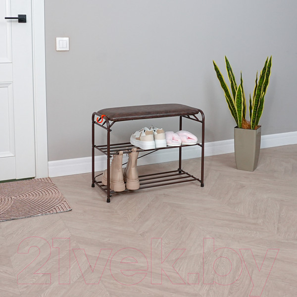 Изображение товара Полка для обуви ЗМИ Альфа 23 с сиденьем / ПДОА23С (коричневый)