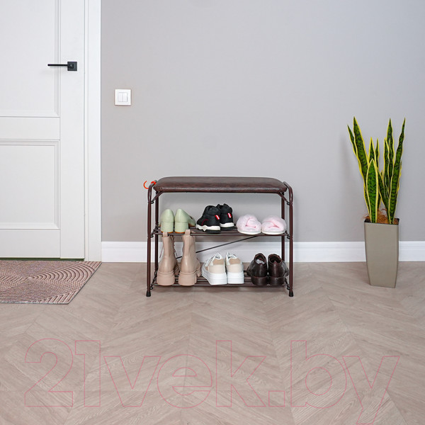 Изображение товара Полка для обуви ЗМИ Альфа 23 с сиденьем / ПДОА23С (коричневый)