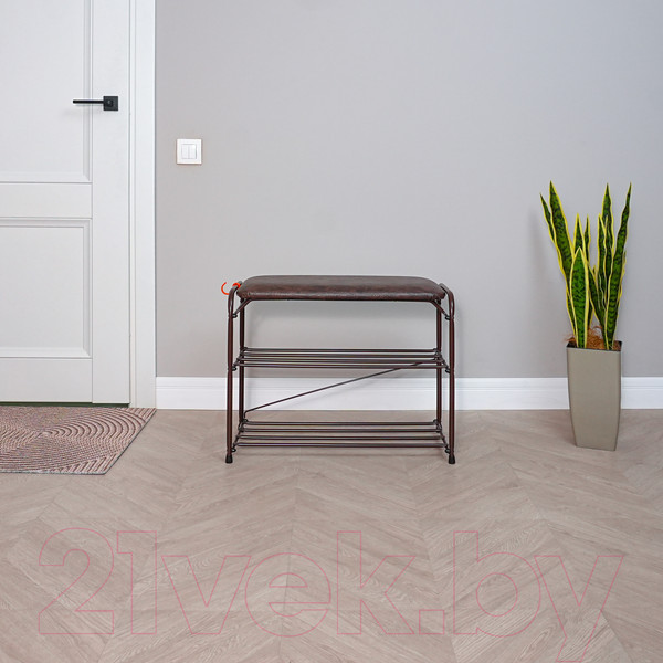 Изображение товара Полка для обуви ЗМИ Альфа 23 с сиденьем / ПДОА23С (коричневый)