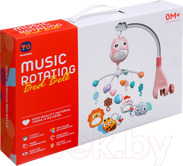 Изображение товара Мобиль на кроватку Sima-Land Песенки совушки RT668-13 / 10242888 (розовый)