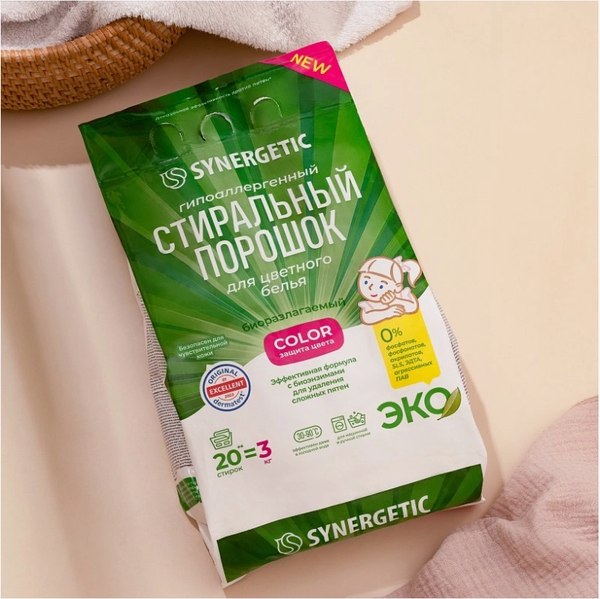 Изображение товара Стиральный порошок Synergetic Color Гипоаллергенный (3кг)