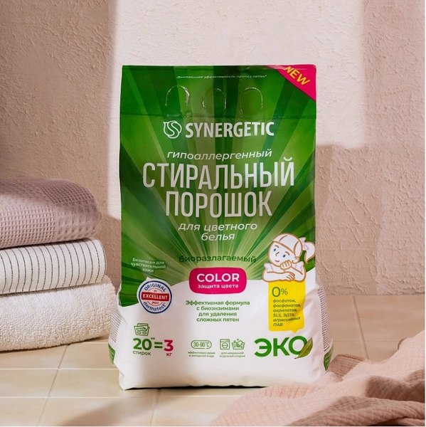 Изображение товара Стиральный порошок Synergetic Color Гипоаллергенный (3кг)