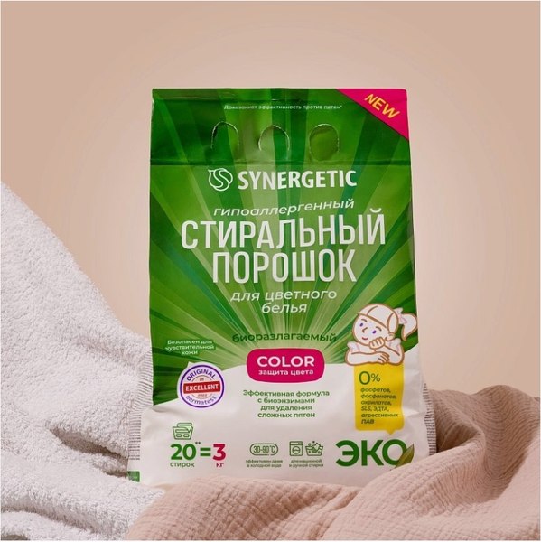 Изображение товара Стиральный порошок Synergetic Color Гипоаллергенный (3кг)