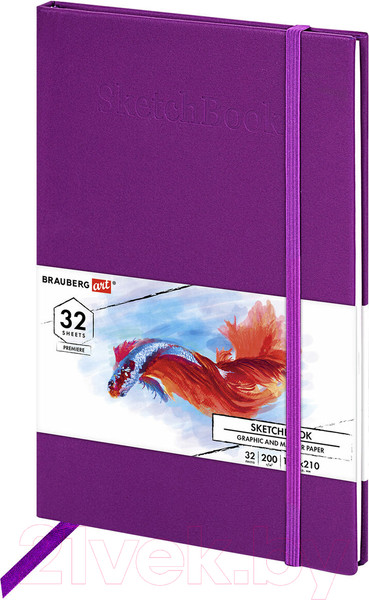Изображение товара Скетчбук Brauberg Art Premiere Бристоль / 115098 (32л, сиреневый)