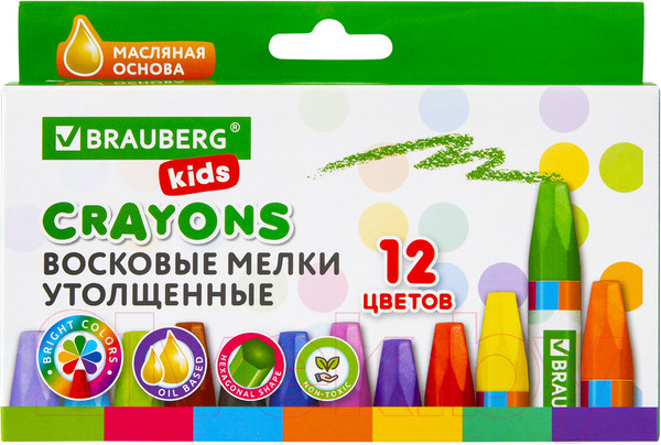 Изображение товара Восковые мелки Brauberg Kids / 271693 (12цв)