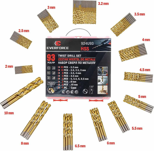 Изображение товара Набор сверл Everforce EF-924U93 (58826)