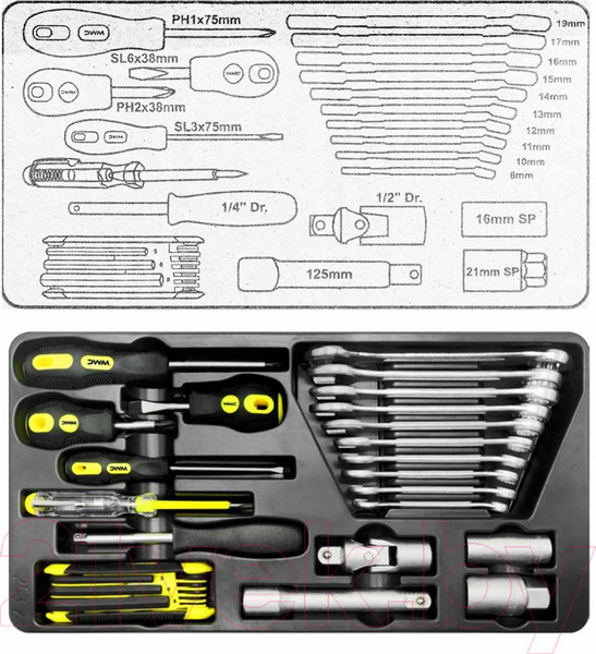 Изображение товара Универсальный набор инструментов WMC Tools 254 (58824)