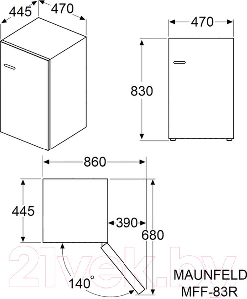 Изображение товара Холодильник без морозильника Maunfeld MFF83RB