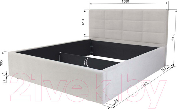 Изображение товара Двуспальная кровать Аквилон Классик 16 ПМ  (галакси 01 молочный)