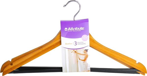 Изображение товара Набор деревянных вешалок-плечиков Attribute Bamboo AHB233-6 (3шт)