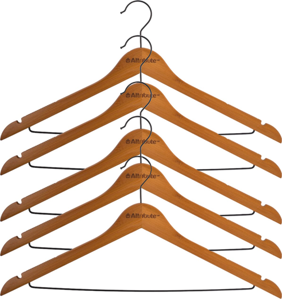 Изображение товара Набор деревянных вешалок-плечиков Attribute Bamboo Slim AHB225 (5шт)
