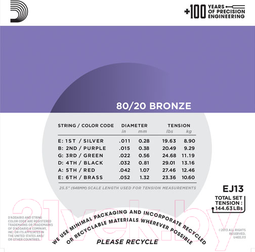 Изображение товара Струны для акустической гитары D'Addario EJ13