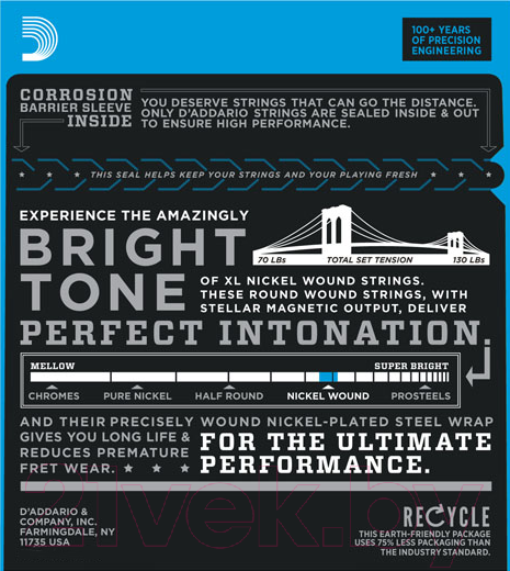 Изображение товара Струны для электрогитары D'Addario EXL130