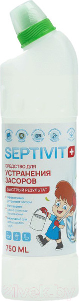Изображение товара Средство для устранения засоров Septivit Для прочистки труб (750мл)