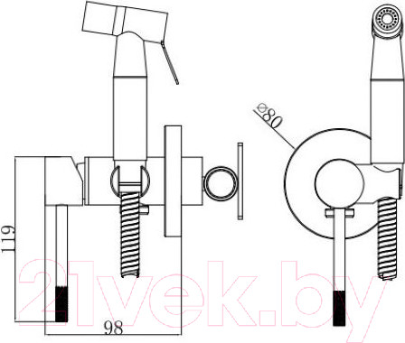 Изображение товара Гигиенический душ со смесителем Voda Vessel VSL01GM