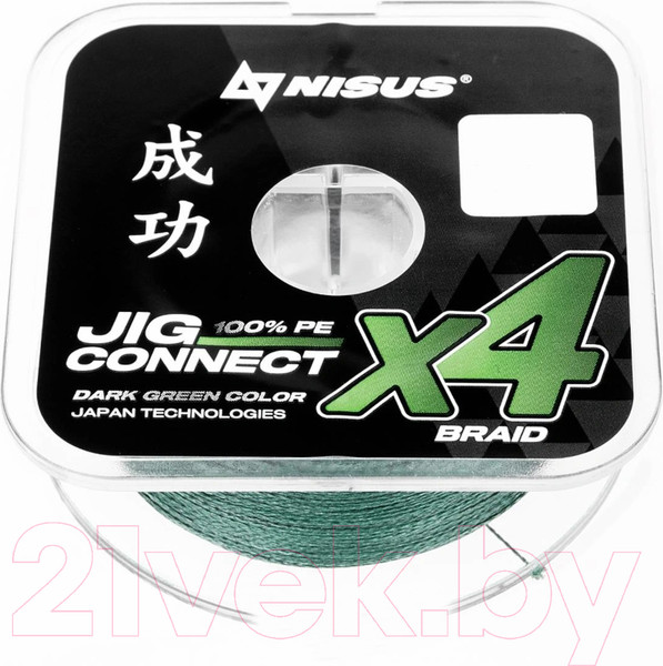 Изображение товара Леска плетеная Nisus Jig Connect X4 PE Dark Green 2.0 0.22mm / T-N-JC-X4-0.22-150-DG (150м)