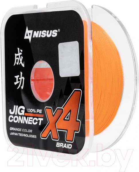 Изображение товара Леска плетеная Nisus Jig Connect X4 PE Orange 0.25 0.08mm / T-N-JC-X4-0.08-150-O (150м)