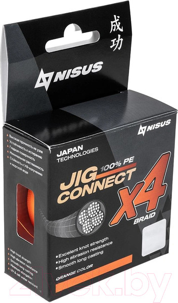 Изображение товара Леска плетеная Nisus Jig Connect X4 PE Orange 0.25 0.08mm / T-N-JC-X4-0.08-150-O (150м)