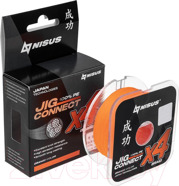 Изображение товара Леска плетеная Nisus Jig Connect X4 PE Orange 0.25 0.08mm / T-N-JC-X4-0.08-150-O (150м)