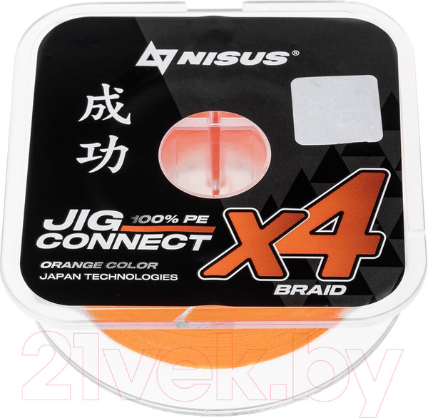 Изображение товара Леска плетеная Nisus Jig Connect X4 PE Orange 0.25 0.08mm / T-N-JC-X4-0.08-150-O (150м)
