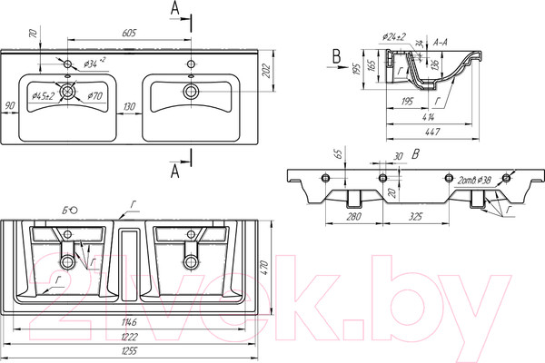 Изображение товара Умывальник LEMARK Гармония-125 двойной