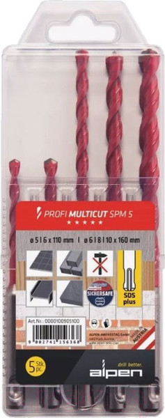 Изображение товара Набор буров ALPEN Profi Multicut SDS Plus / 100905100