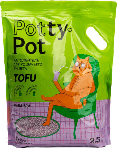 Изображение товара Наполнитель для туалета Potty-Pot Лаванда Тофу (2.5кг/6л)