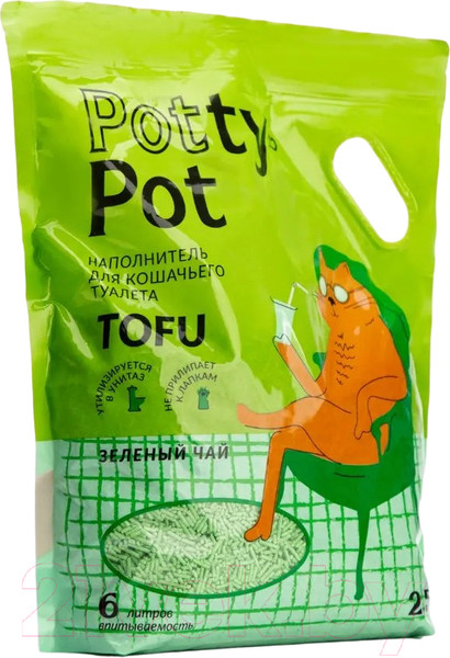 Изображение товара Наполнитель для туалета Potty-Pot Зеленый чай Тофу (2.5кг/6л)