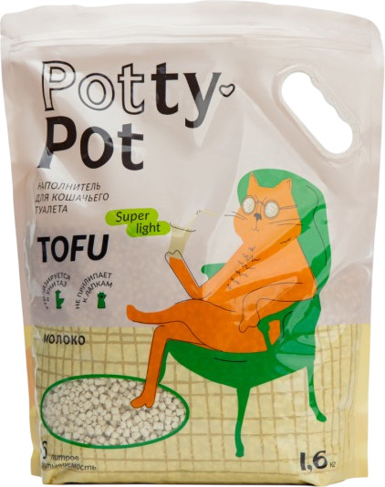 Изображение товара Наполнитель для туалета Potty-Pot Супер лайт Молоко (1.6кг/6л)