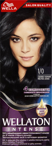 Изображение товара Крем-краска для волос Wellaton Intense Стойкая 1/0 (110мл, сине-черный)