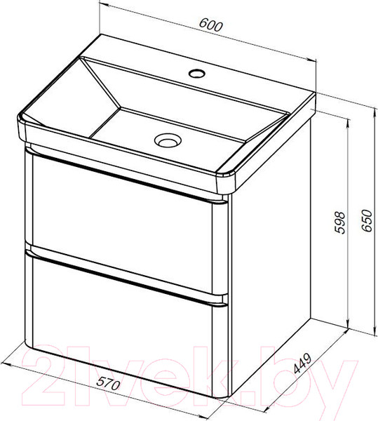 Изображение товара Тумба под умывальник Aquanet Эмбер 60 / 330465 (белый матовый)