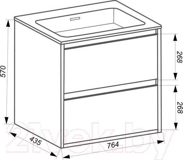 Изображение товара Тумба с умывальником ЗОВ Эридан 80 / E80LWPFM1015GKV5-ID80 (бежевый глянец)