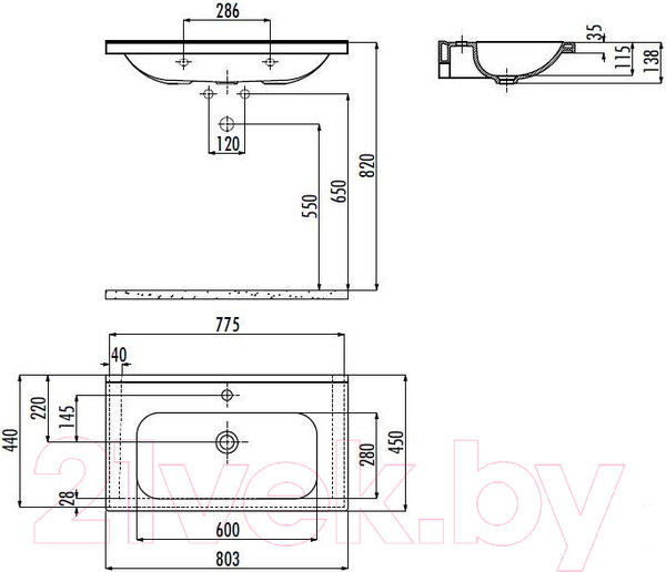 Изображение товара Тумба с умывальником ЗОВ Эридан 80 / E80LWPFM1015GKV5-ID80 (бежевый глянец)